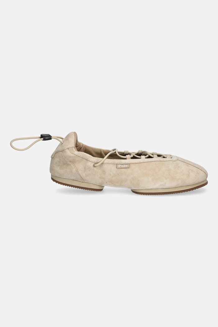 Balerinke od brušene kože Polo Ralph Lauren Ballerina Lace Up 804P04927001.260 bež SS26