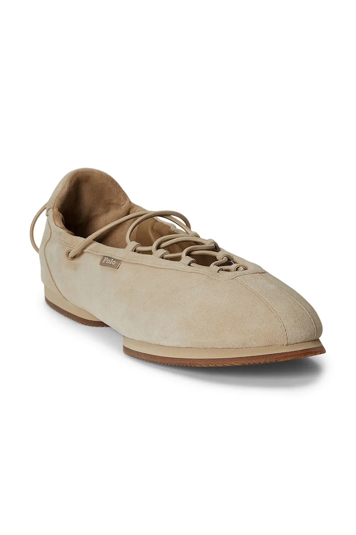 Замшевые балетки Polo Ralph Lauren Ballerina Lace Up 804P04927001.260 бежевый SS26