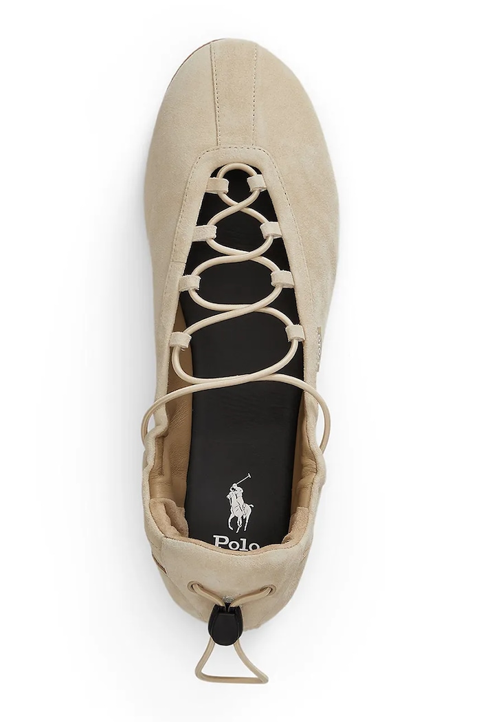 Замшевые балетки Polo Ralph Lauren Ballerina Lace Up бежевый 804P04927001.260