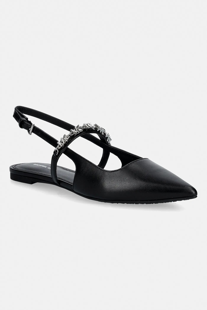 Δερμάτινες μπαλαρίνες MICHAEL Michael Kors Dina Flex Sling Flat ανοιχτή φτέρνα μαύρο 40R6DIFP2L.001