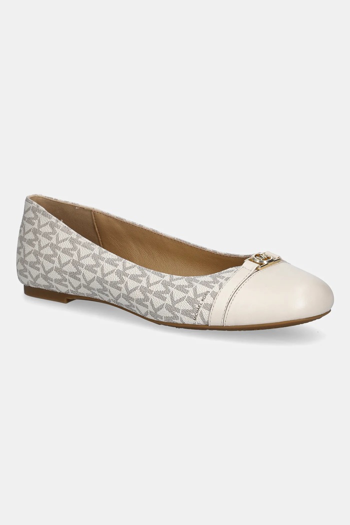 Balerinke MICHAEL Michael Kors Mandy Flat imitacija zrnate kože bež 40F5MAFP1L.150