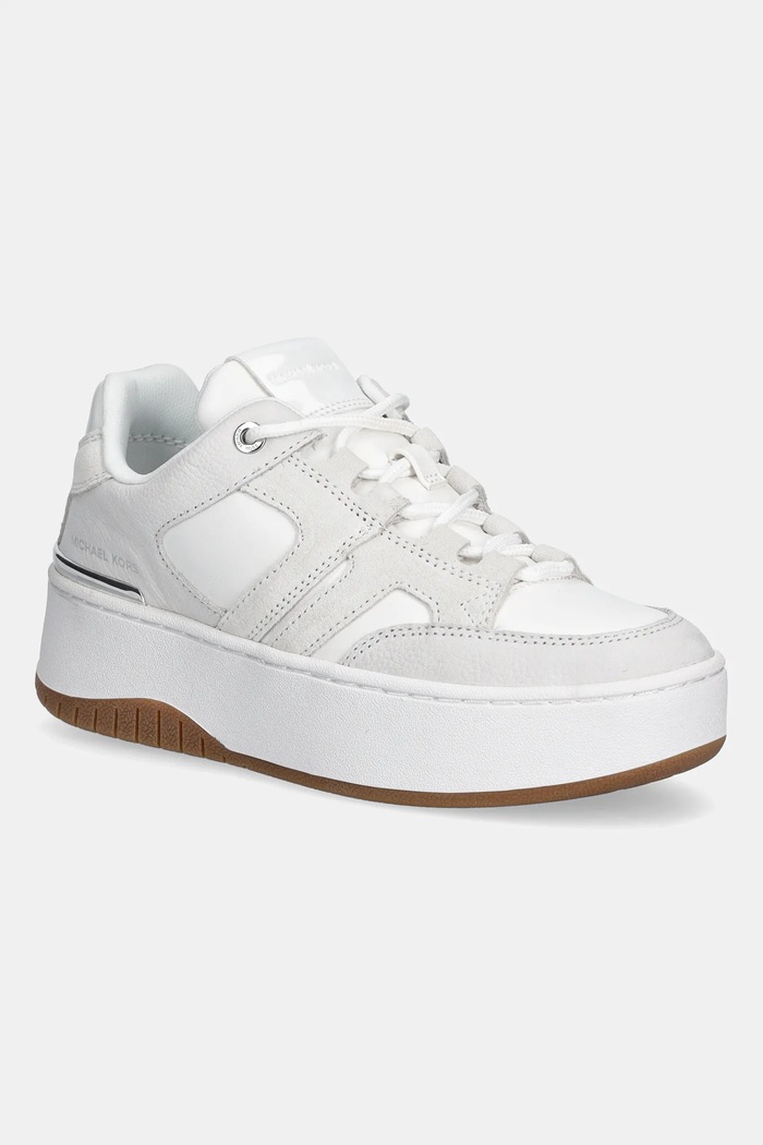 Tenisice MICHAEL Michael Kors Ryder Lace Up imitacija zrnate kože bijela 43R6RYFS3L.085
