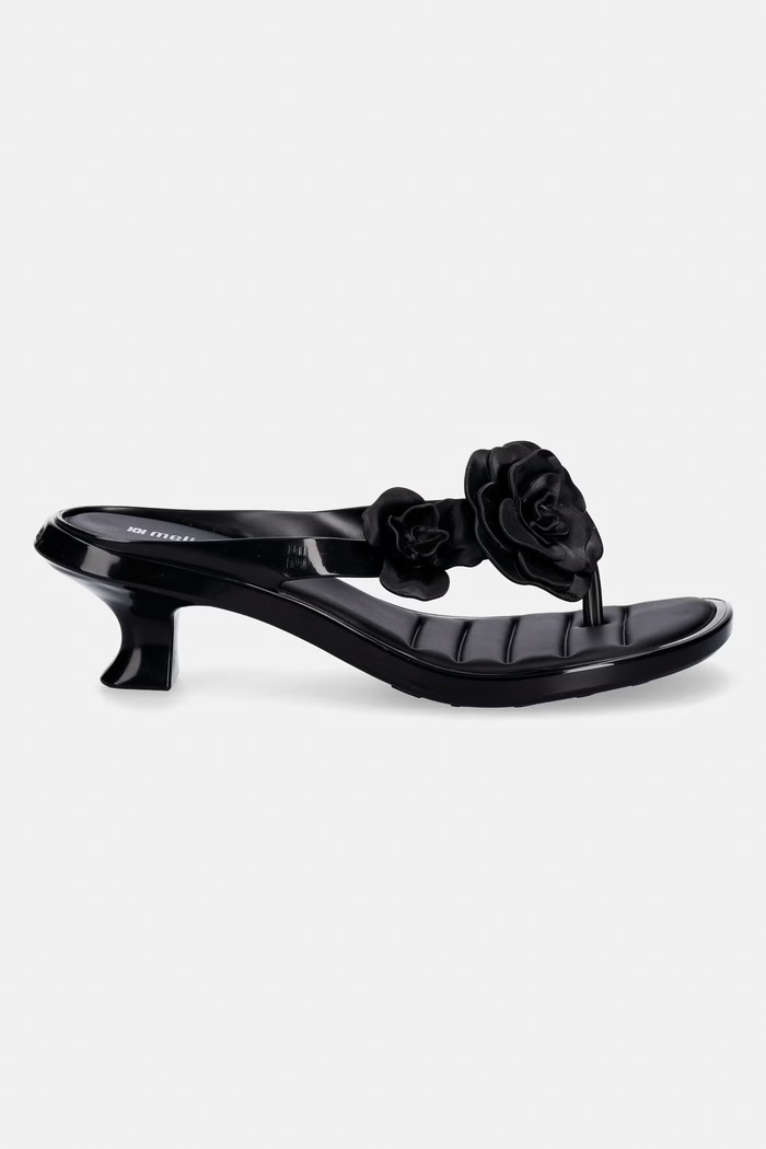 Japonke Melissa MELISSA THONG KITTEN HEEL PETALS AD M.38148.BW646 črna SS26