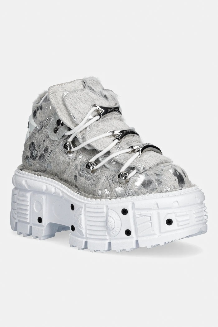 New Rock leather sneakers PELO CALVAS BLANCO PLATA, TANK BLANCO TORN grain leather white M.106.C172