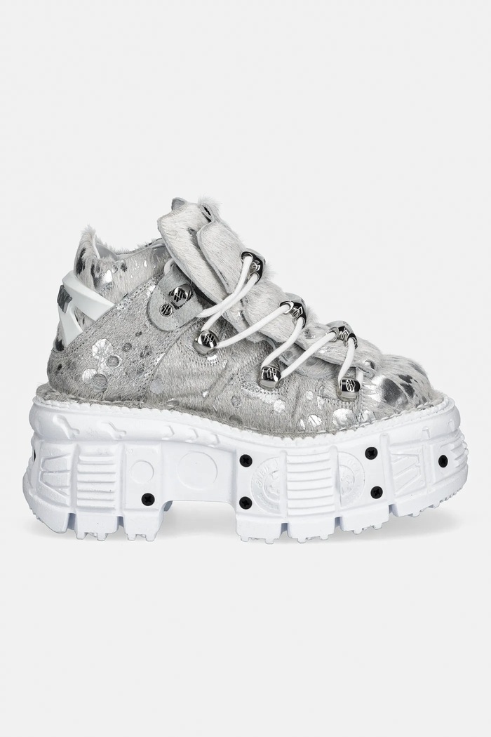 New Rock leather sneakers PELO CALVAS BLANCO PLATA, TANK BLANCO TORN M.106.C172 white SS26