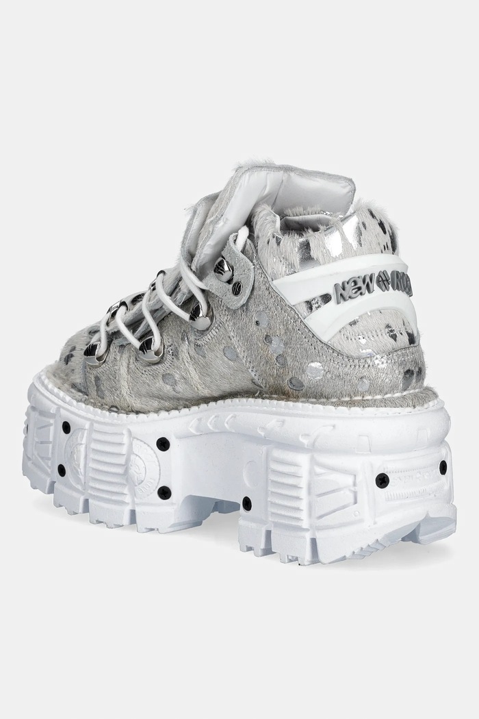 Shoes New Rock leather sneakers PELO CALVAS BLANCO PLATA, TANK BLANCO TORN M.106.C172 white