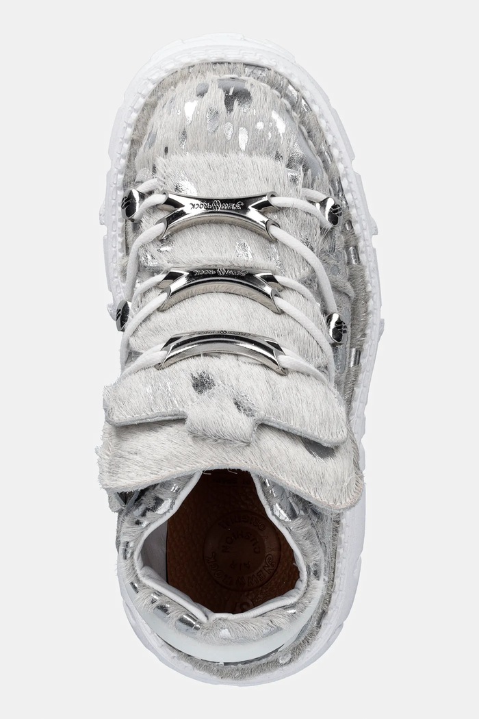 New Rock leather sneakers PELO CALVAS BLANCO PLATA, TANK BLANCO TORN white M.106.C172