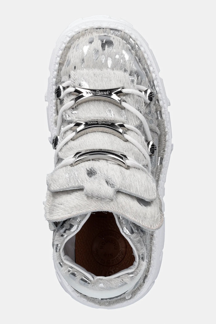 New Rock leather sneakers PELO CALVAS BLANCO PLATA, TANK BLANCO TORN white M.106.C172