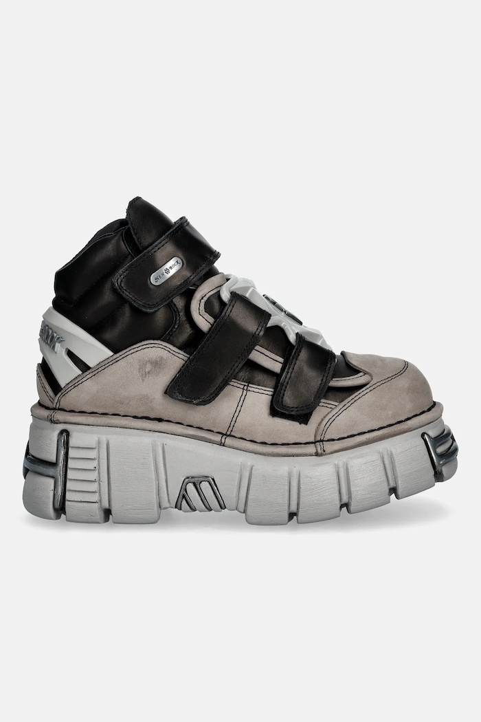 Kožené tenisky New Rock ALASKA PERLA, ITALI NEGRO, TOWER PERLA + AC M.285.S30 sivá SS26