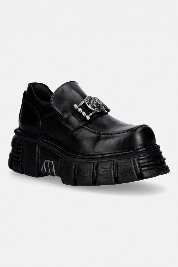Kožené mokasíny New Rock CRUST NEGRO, TOWER NEGRO LATERAL platforma čierna M.895.C6