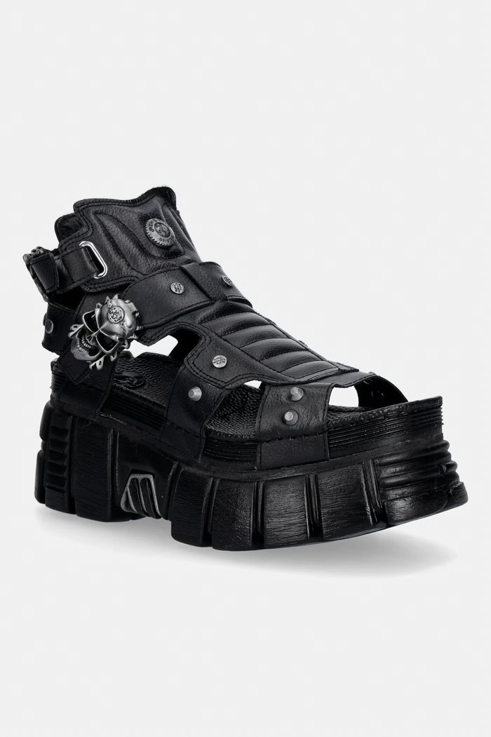 New Rock LUXOR NEGRO,TOWER NEGRO + LATERAL + ENT. Sandals Women's leather black M.BIOS104.C7