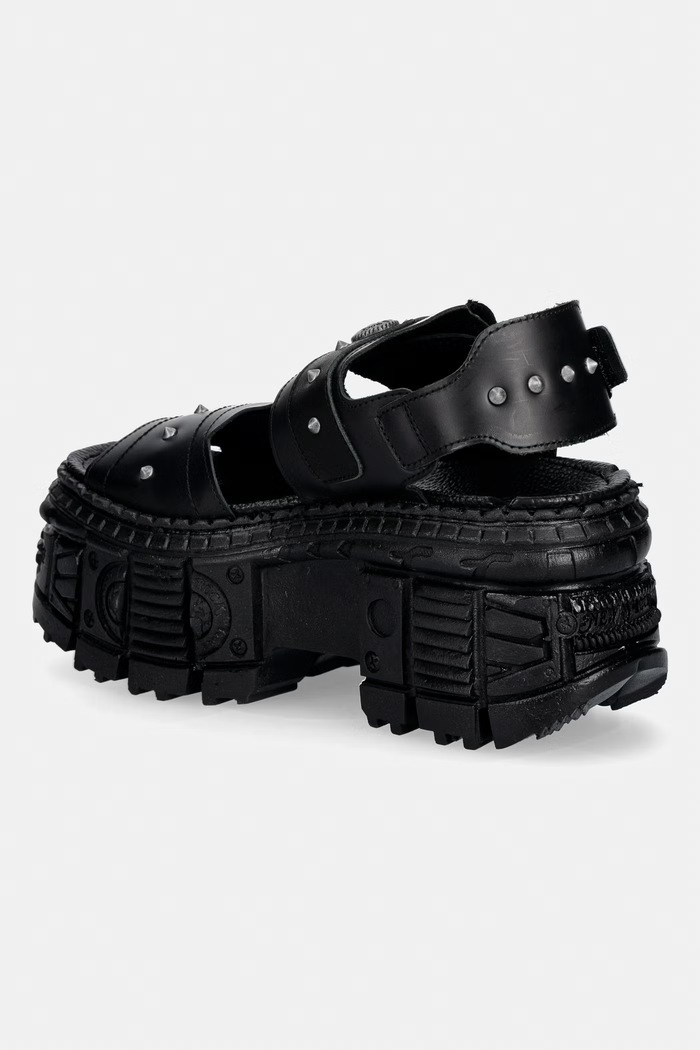 Shoes New Rock ANTIK NEGRO, ITALI NEGRO, TANK CASCO LATE sandals women's leather M.BIOS123.C5 black