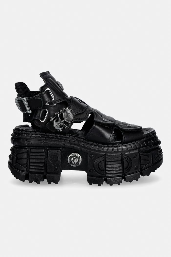 New Rock ITALI black, TANK CASCO black PIN LATERA Sandals Women's leather M.BIOS131.C2 black SS26