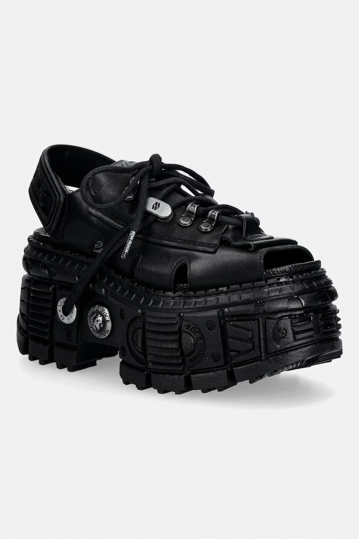 New Rock ITALI NEGRO, TANK CASCO NEGRO , BIOS N dámské kožené sandály černá M.BIOS134.C5