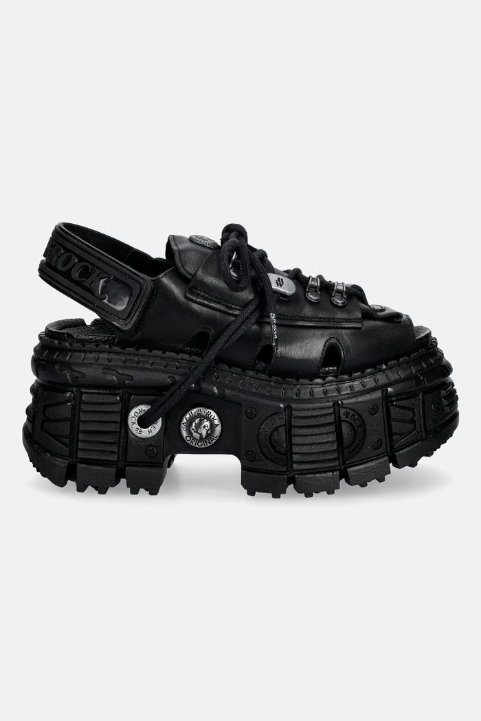 New Rock ITALI NEGRO, TANK CASCO NEGRO , BIOS N dámské kožené sandály M.BIOS134.C5 černá SS26