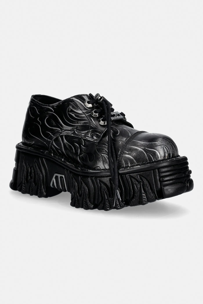 Kožne cipele New Rock GRABADO FUEGO PULIK ACERO CRUST NEGRO platforma crna M.MILI253CCT.C1