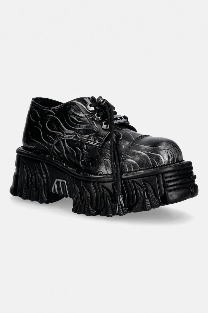 Kožne cipele New Rock GRABADO FUEGO PULIK ACERO CRUST NEGRO platforma crna M.MILI253CCT.C1