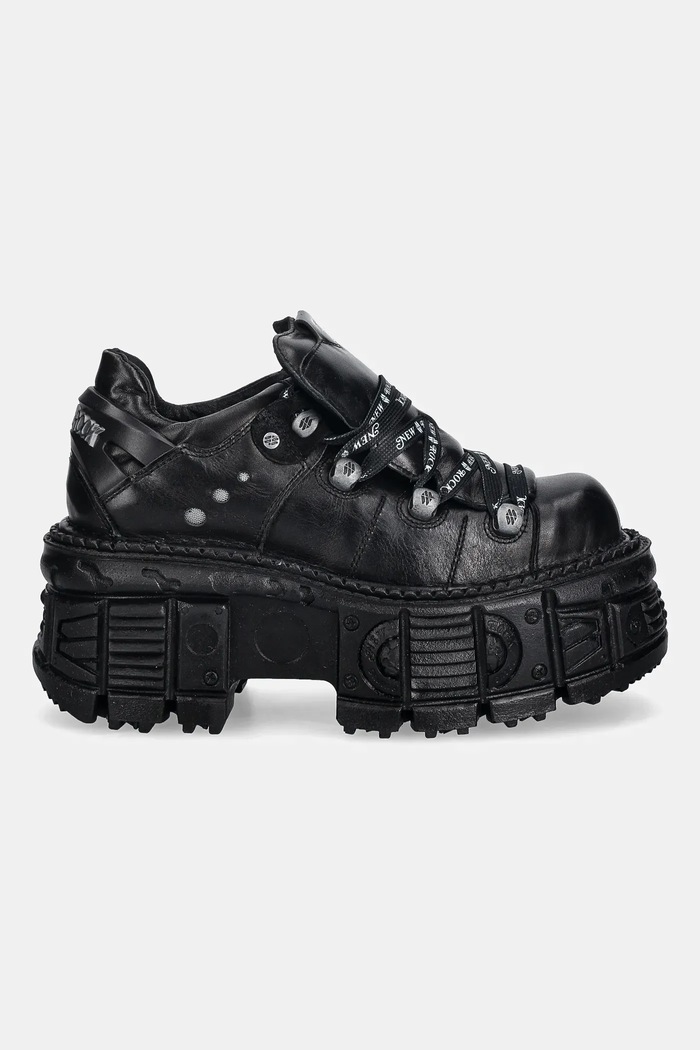 Δερμάτινα sneakers New Rock ITALI NEGRO, TANK NE M.TANK120NSHLACE.S1 μαύρο SS26