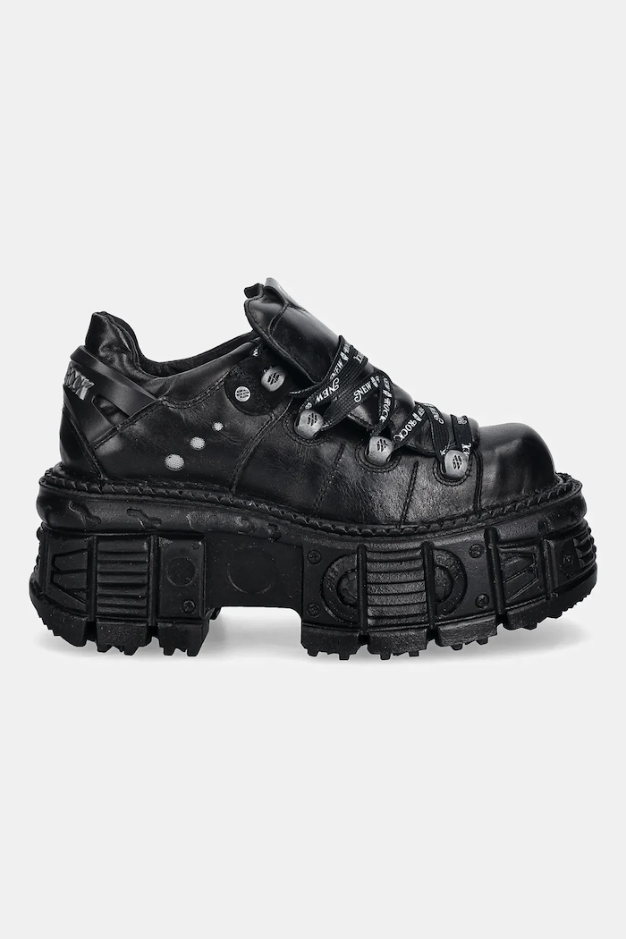 Δερμάτινα sneakers New Rock ITALI NEGRO, TANK NE M.TANK120NSHLACE.S1 μαύρο SS26
