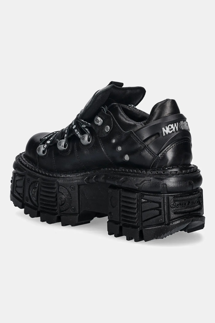 Παπούτσια Δερμάτινα sneakers New Rock ITALI NEGRO, TANK NE M.TANK120NSHLACE.S1 μαύρο