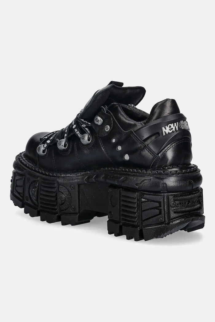 Παπούτσια Δερμάτινα sneakers New Rock ITALI NEGRO, TANK NE M.TANK120NSHLACE.S1 μαύρο