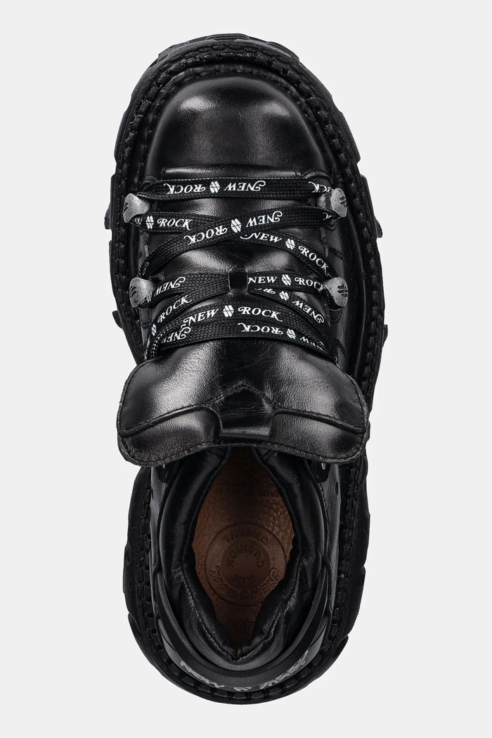 Δερμάτινα sneakers New Rock ITALI NEGRO, TANK NE μαύρο M.TANK120NSHLACE.S1