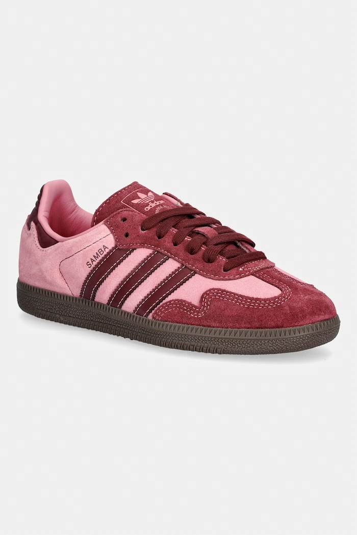 Semišové tenisky adidas Originals Samba Og usňová koža ružová IH6704