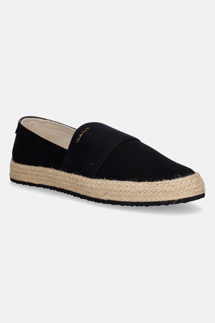 Gant espadrile pentru femei, din bumbac Raffiaville negru 32568323.G00