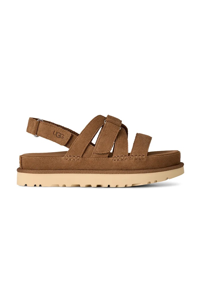 Πέδιλα σουέτ UGG W Goldenstar Gleam φλατ καφέ 1175122.CHE