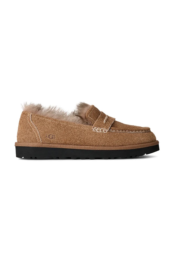 UGG mokasyny zamszowe W Ellis Loafer płaski brązowy 1179390.CHE