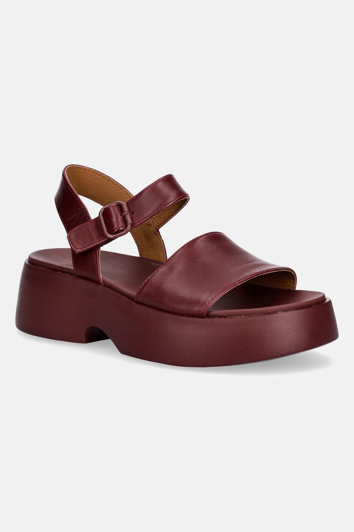 Camper sandale de piele Tasha platformă burgundia K201659.012