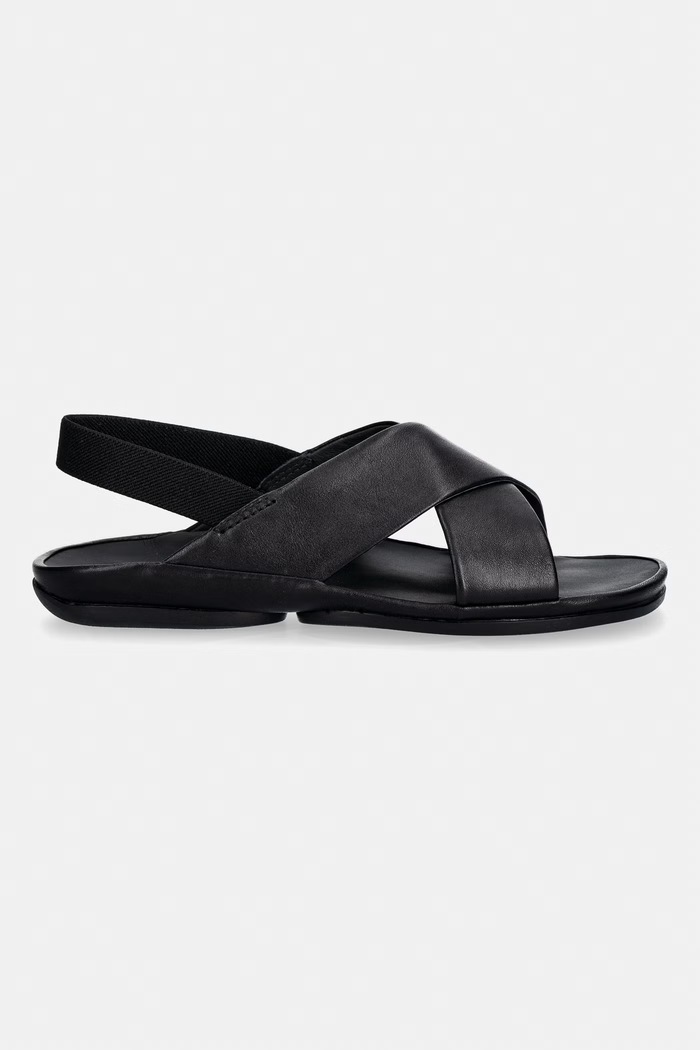 Camper sandále dámske na plochom podpätku kožené Right Isla K201926.005 čierna SS26