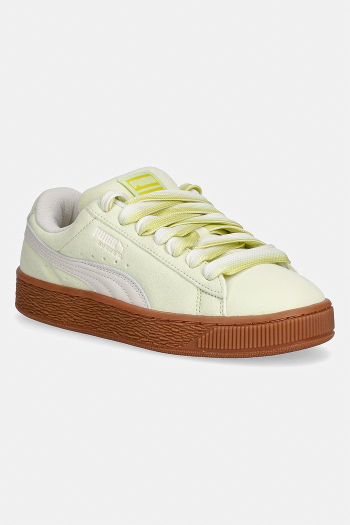 Puma sneakers din piele întoarsă Suede XL Fat Laces piele întoarsă verde 405480