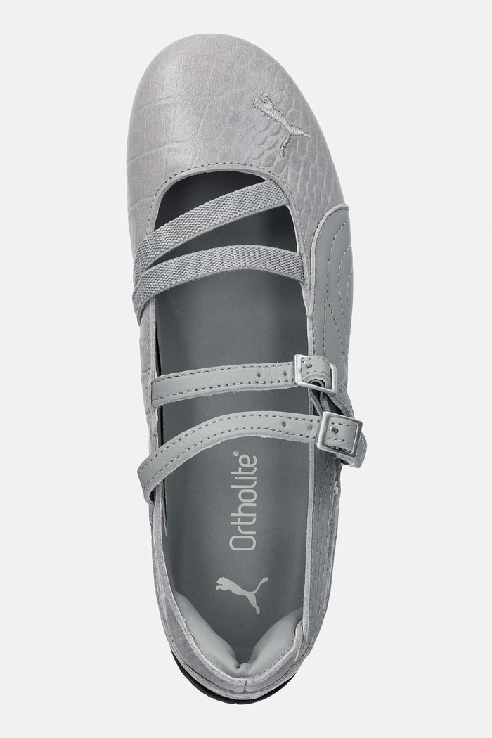Puma Speedcat Ballet Croc balerini din piele gri 405327