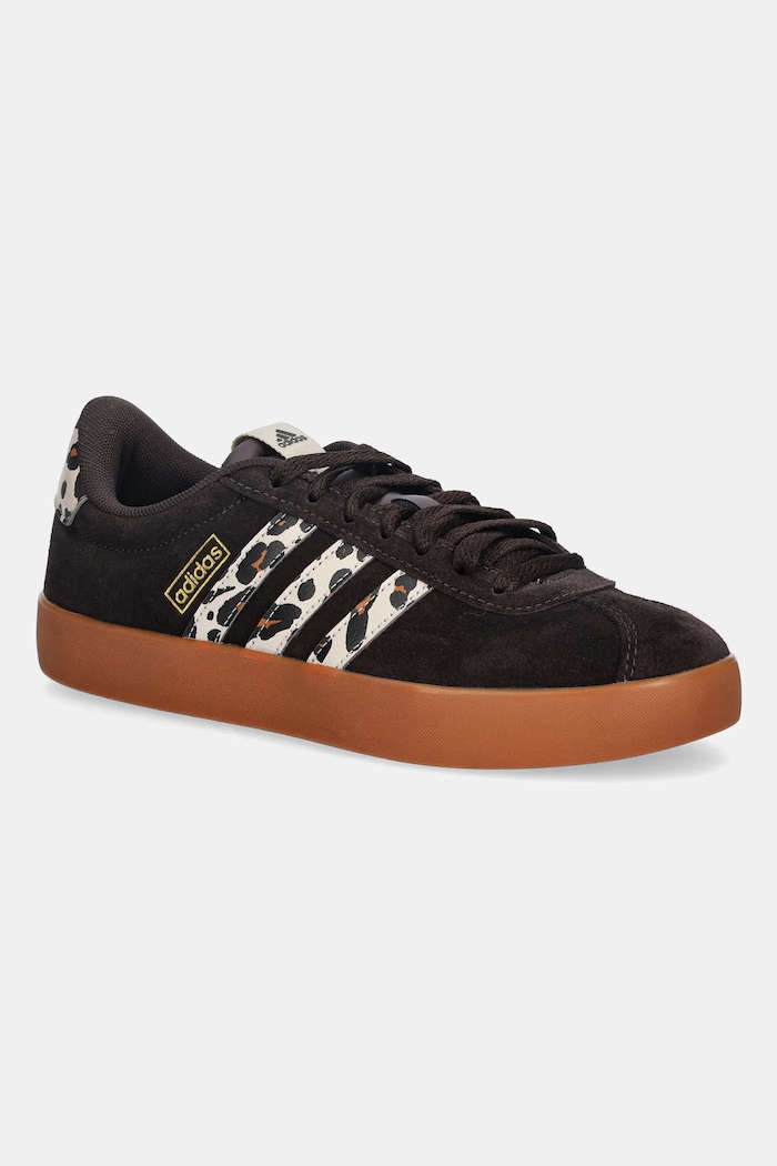 Tenisky adidas VL Court 3.0 imitácia semišu hnedá KI3347