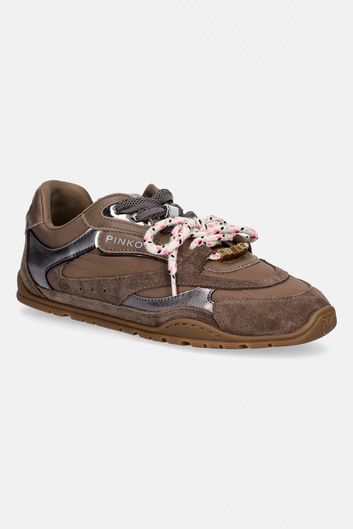 Pinko sneakersy Yulia 01 skóra zamszowa brązowy SS0185.P076.L72
