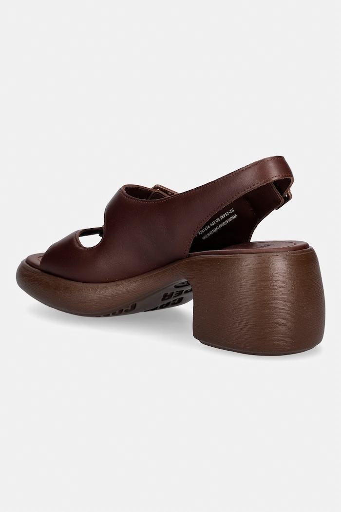 Cipők Camper bőr magas sarkú szandál Thelma Sandal K201874.003 barna