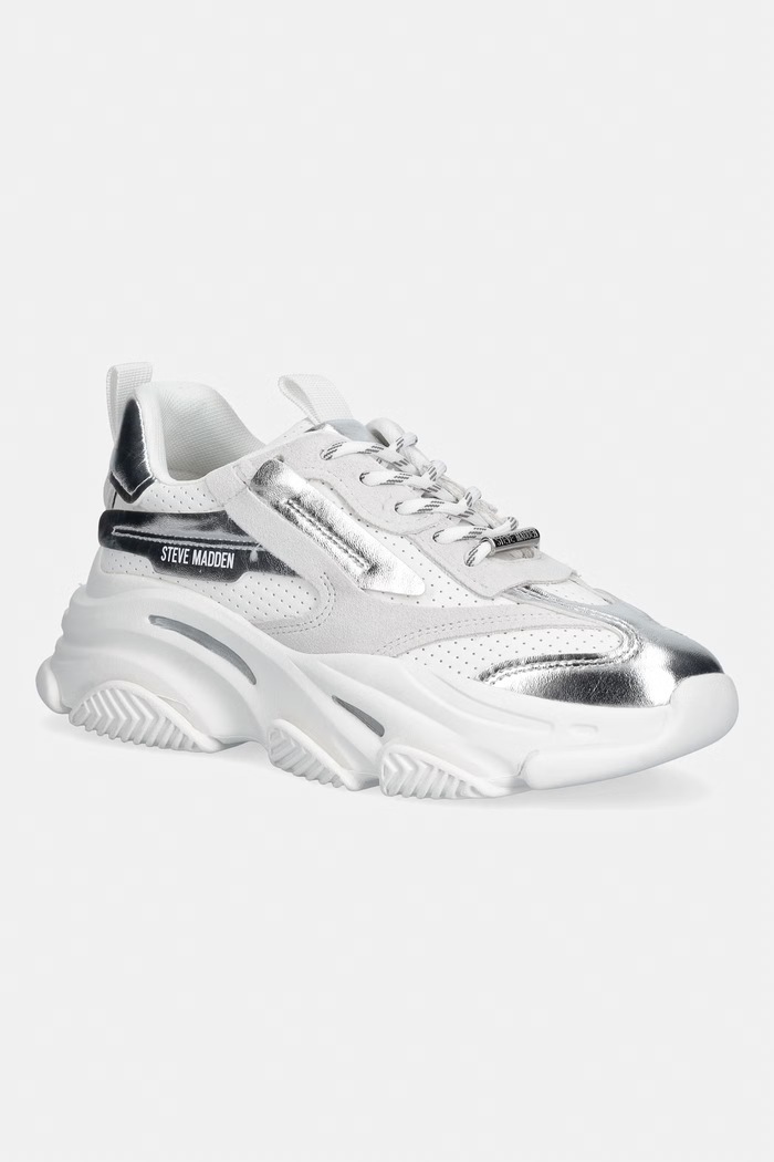 Tenisky Steve Madden Posses-Perf semišová koža biela 11005243.196