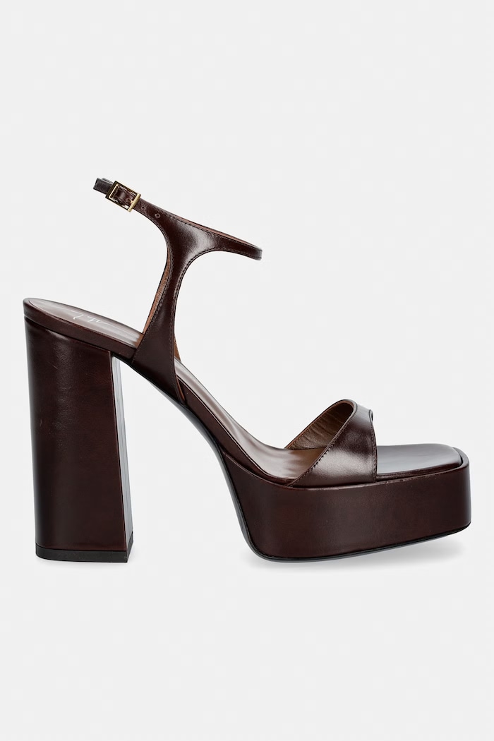 Giuseppe Zanotti sandále na podpätku kožené Biarritz E600013.009 hnedá SS26