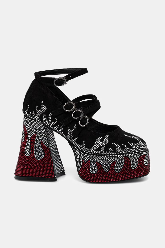Koi Footwear cipele s debelom potpeticom Blazed Flames Strappy Heels FG01 crna SS26
