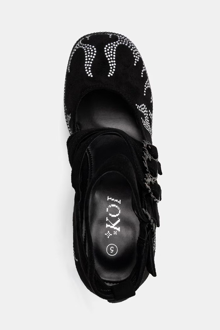 Koi Footwear cipele s debelom potpeticom Blazed Flames Strappy Heels crna FG01