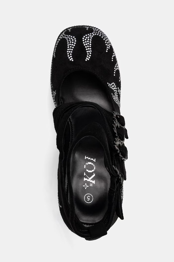 Koi Footwear cipele s debelom potpeticom Blazed Flames Strappy Heels crna FG01