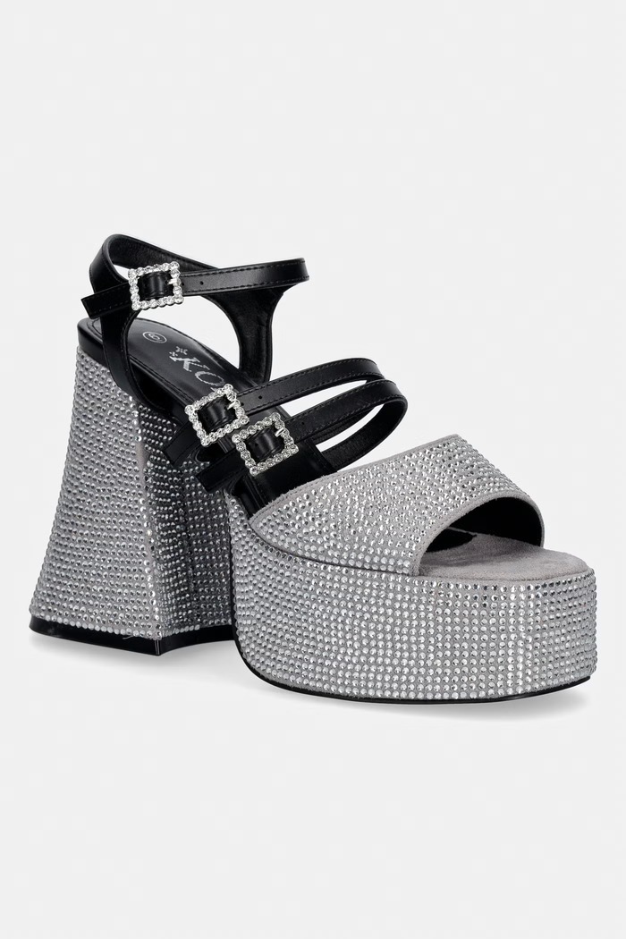 Koi Footwear sandále na podpätku Felicity Crystal Strappy Heels strieborná FG01.Felicity
