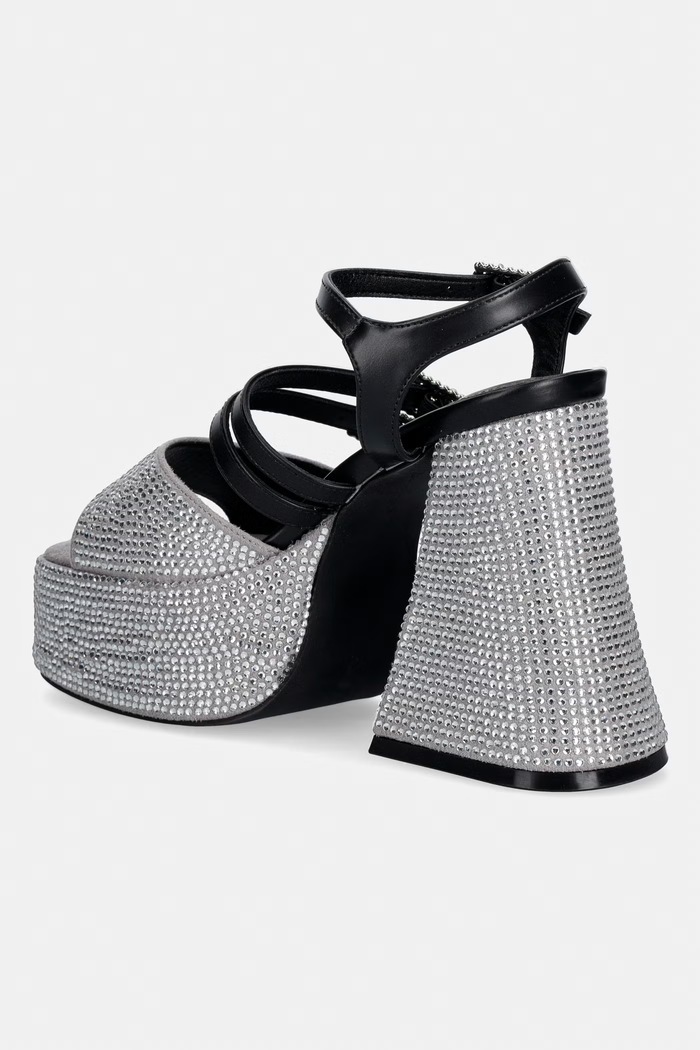 Obuv Koi Footwear sandále na podpätku Felicity Crystal Strappy Heels FG01.Felicity strieborná