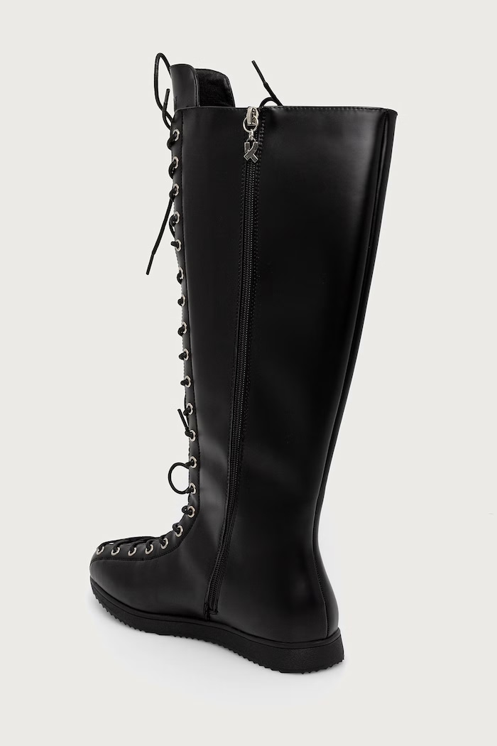 Încălțăminte Koi Footwear Numinous Lace Up Charm Long Boots cizme pentru femei Numinous negru