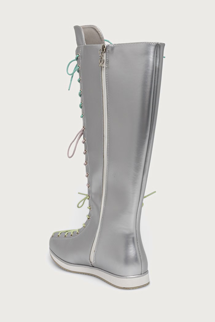 Încălțăminte Koi Footwear Numinous Lace Up Charm Long Boots cizme pentru femei Numinous argintiu