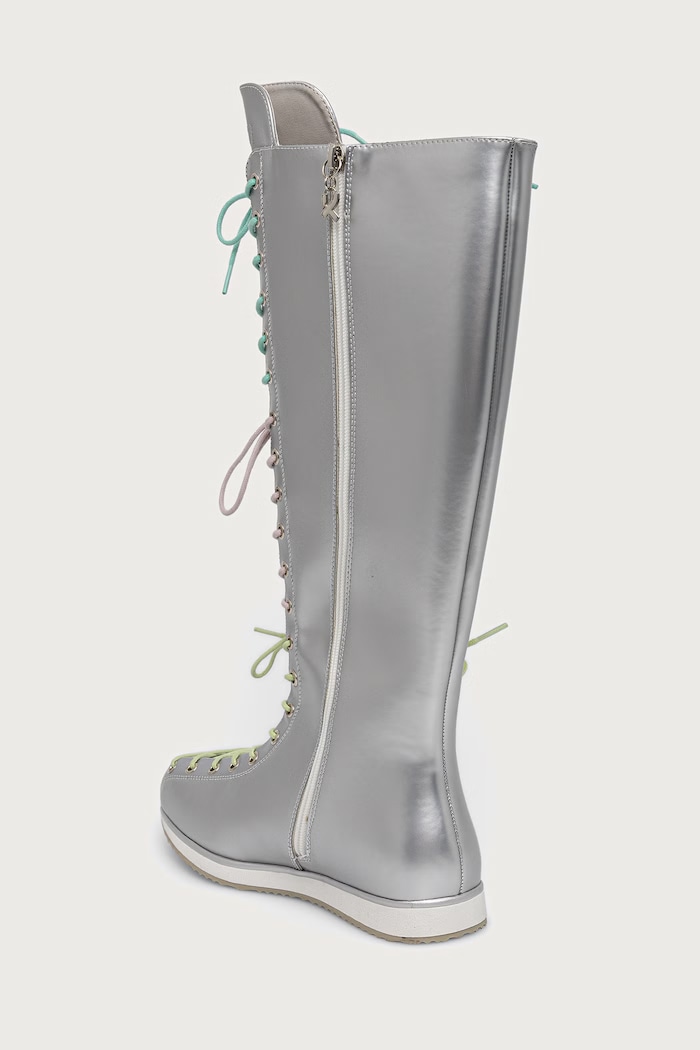 Încălțăminte Koi Footwear Numinous Lace Up Charm Long Boots cizme pentru femei Numinous argintiu