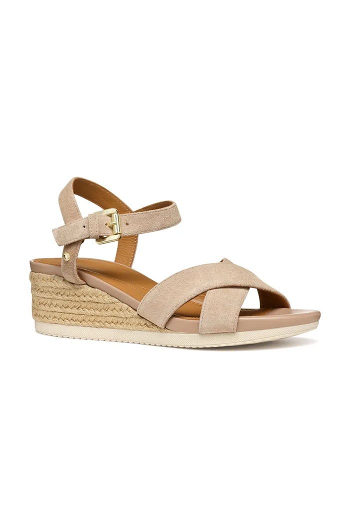 Semišové sandále Geox D ISCHIA CORDA D55HHB00020C8191 béžová SS26