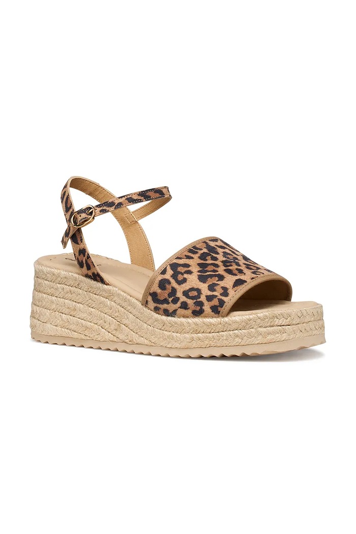 Geox espadryle na koturnie damskie skórzane D ALEMERIA D651KB00711C5018 brązowy SS26