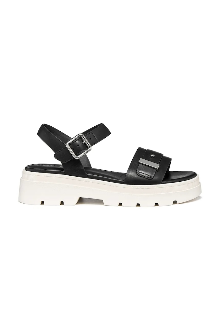 Geox sandale cu toc plat pentru femei, din piele AACTERSB negru D670NB00043C9999